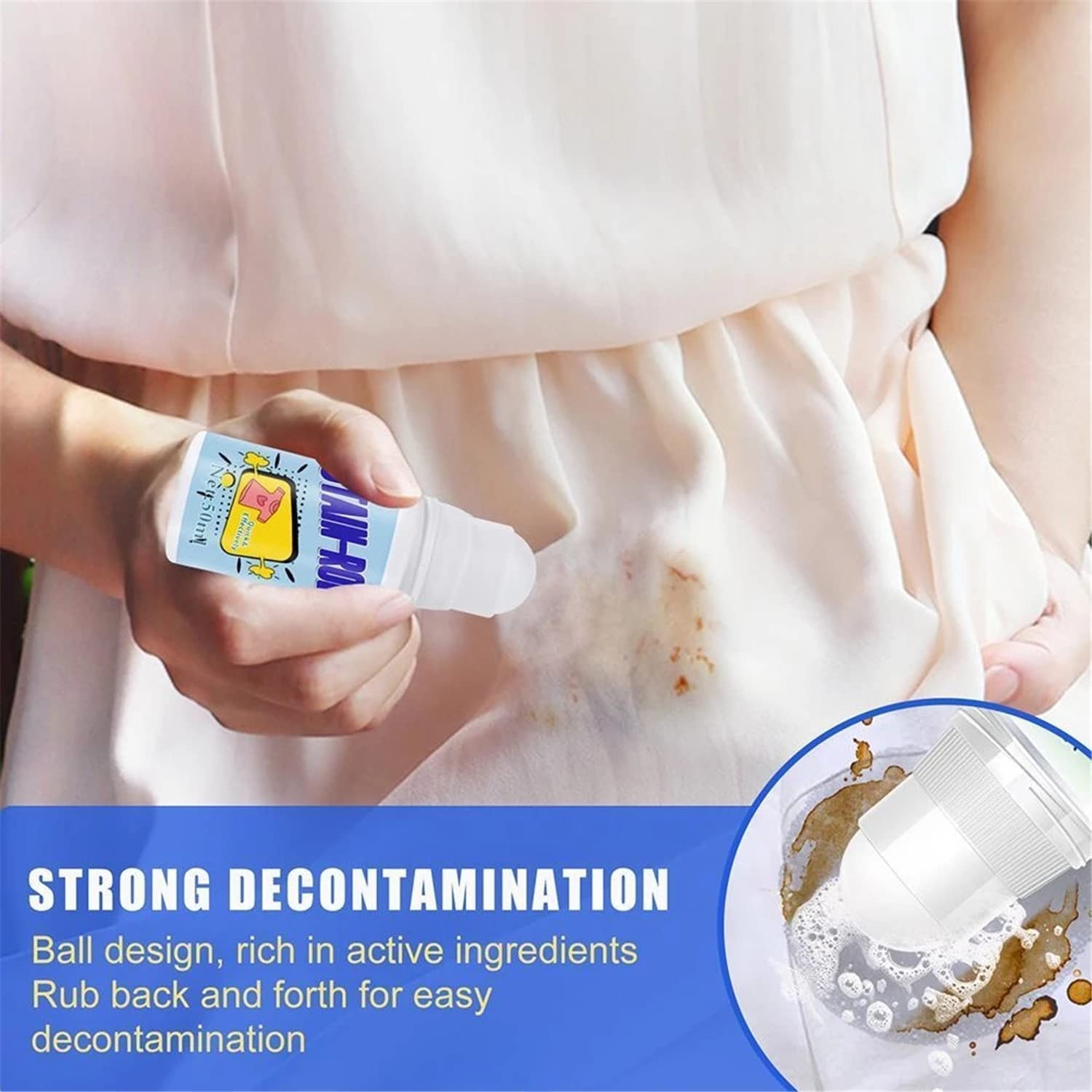 Stain Remover for Clothes | Multi-Purpose Roll Bead Fabric Clothes Stain Remover Pan | Instant Stain Remover for Cotton, Linen, Polyester, Blended Fabric, Denim, Down Jacket Stain Remover for Clothes | Multi-Purpose Roll Bead Fabric Clothes Stain Remover Pan | Instant Stain Remover for Cotton, Linen, Polyester, Blended Fabric, Denim, Down Jacket